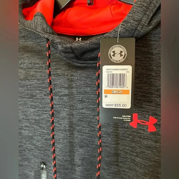 Men Under Armour Sweater Men Size Small Long Sleeve Black Loose Fit Hooded New - Picture 6 of 7